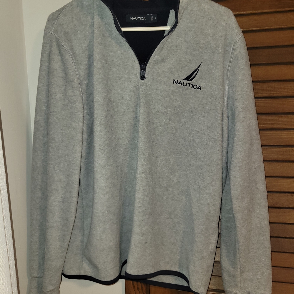 Nautica Womens/Men's Zip-Up Sweater in Light Gray